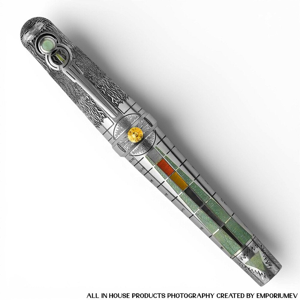 Montegrappa The Alchemist Sterling Silver Aqua Fine Nib Fountain Pen 0049